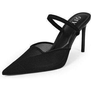 Mesh Heels for Women Pumps Closed Pointed Toe High Heels Stiletto Dress Shoes